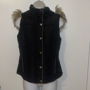 Prince & Fox Vest Hooded faux fur black size S/P